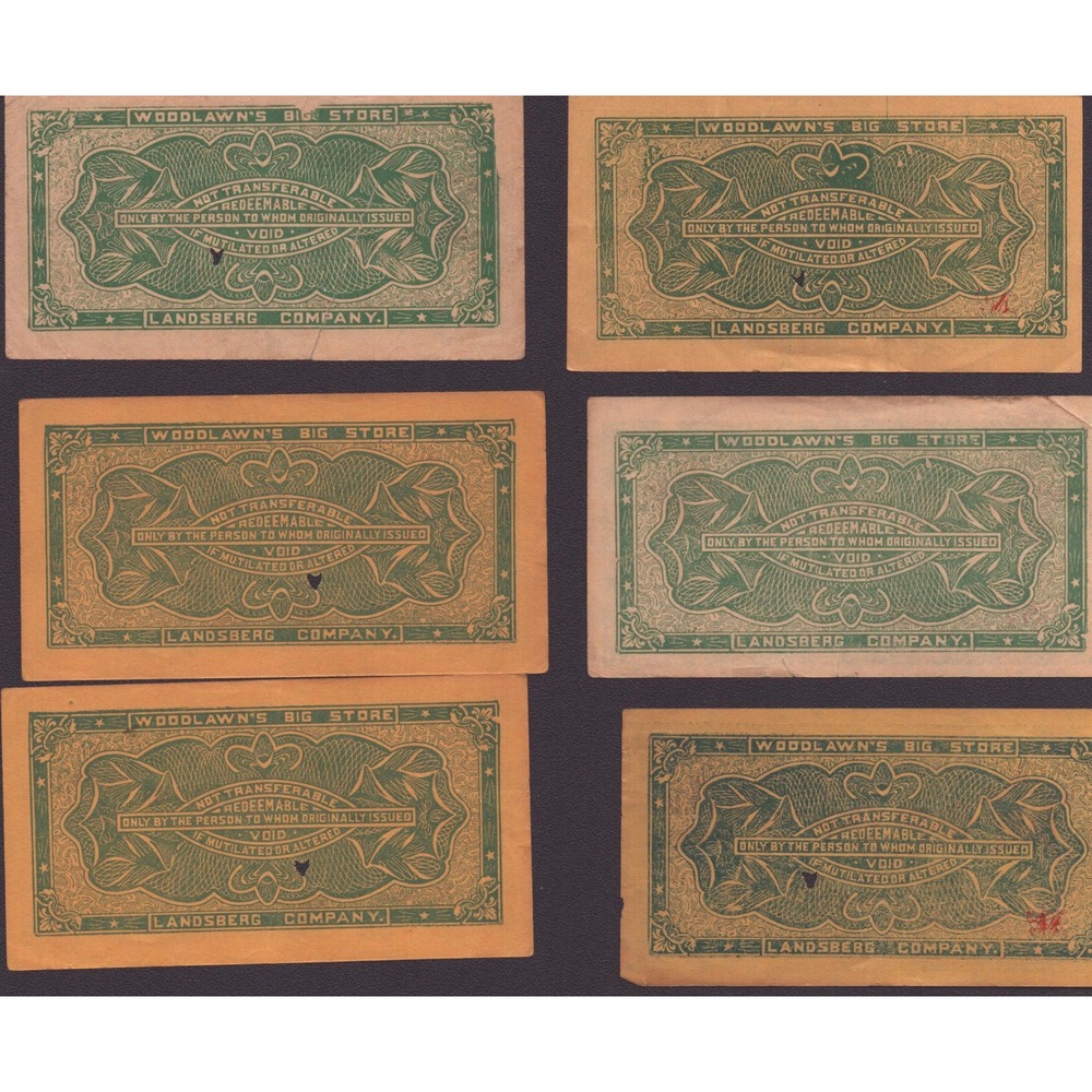 6 Vintage The Star Dry Goods House Woodlawn's Big Store Cash Coupons Chicago - Picture 2 of 2